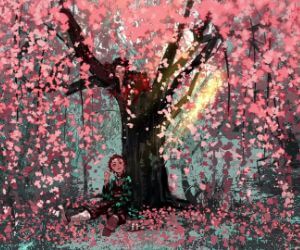 demon slayer cherry blossom tree live wallpaper