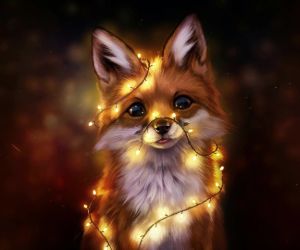 MOBILE-Cute Fox with Lights Live Mobile Wallpaper – MyLiveWallpapers.com