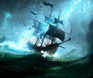 pirate ship thunderstorm live wallpaper